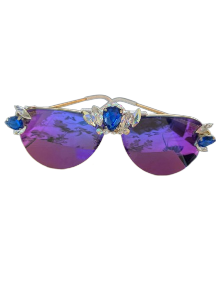 IC-Bijou pour les yeux luxury eyewear couture -blue purple gold- style winged out
